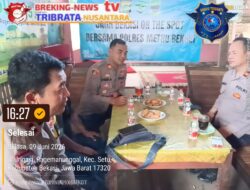 Kapolsek Setu Sosialisasikan Hotline 110 serta Program Green Service dan Jaga Bekasi On The Spot kepada Warga Desa Ragemanunggal